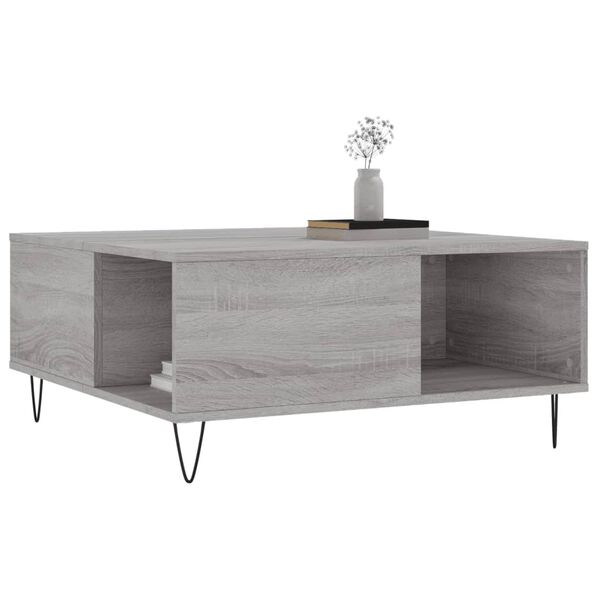 vidaXL Tavolino Salotto Grigio Sonoma 80x80x36,5 cm Legno Multistrato