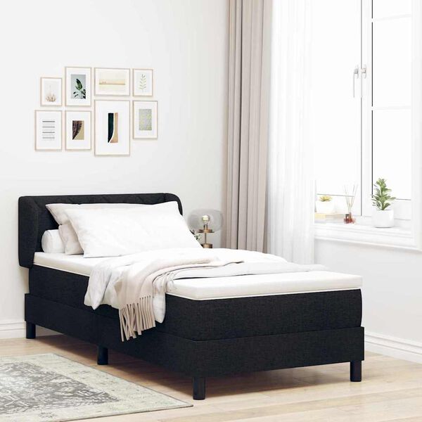 vidaXL Letto a molle con materasso Nero 90 x 200 cm Tessuto