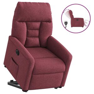 vidaXL Poltrona Alzapersona Reclinabile Elettrica Rosso Vino Tessuto