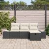vidaXL Set Divano da Giardino con cuscino 4 pcs Nero Poly Rattan