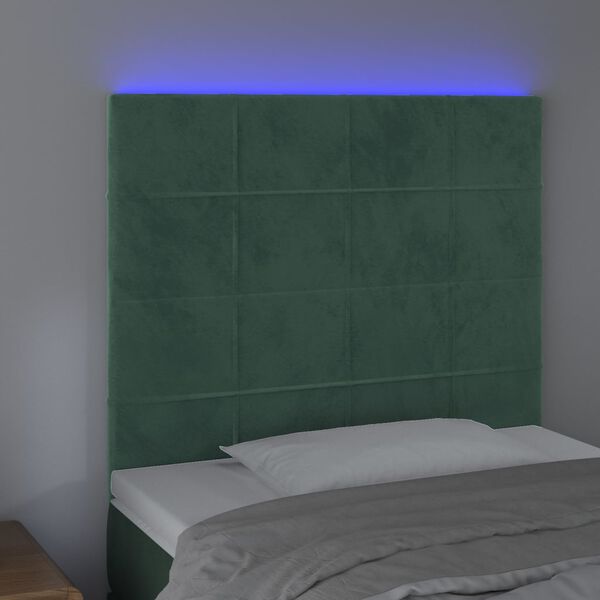 vidaXL Testiera a LED verde Scuro 80x5x118/128 cm in Velluto