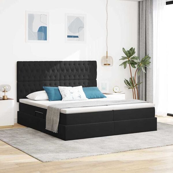 vidaXL Letto con Contenitore con materasso Nero 180 x 200 cm Velluto