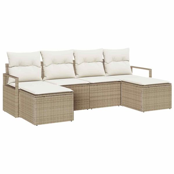 vidaXL Set di divani 6 pcs Beige polyrattan