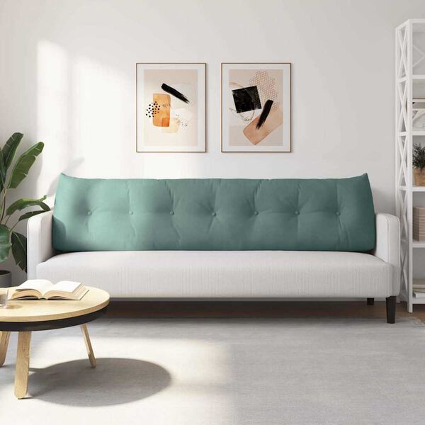 vidaXL Cuscino per Schiena Verde Mare 200 x 24 x 50 cm Velluto