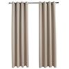 vidaXL Tende Oscuranti con Anelli in Metallo 2 pz Beige 140x225 cm