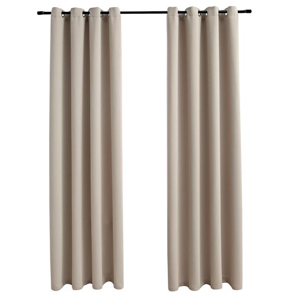 vidaXL Tende Oscuranti con Anelli in Metallo 2 pz Beige 140x225 cm