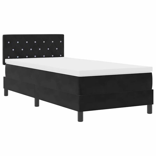 vidaXL Letto a Sorgente LED con materasso Nero 90 x 200 cm Velluto