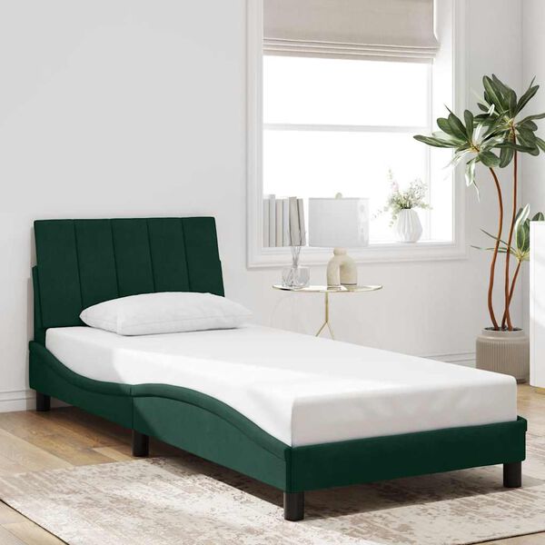 vidaXL Giroletto senza Materasso Hanko Verde Scuro 80x200 cm in Velluto