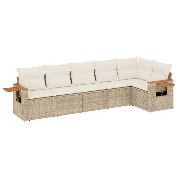 vidaXL Set Divano da Giardino 6 pz con Cuscini Beige in Polyrattan