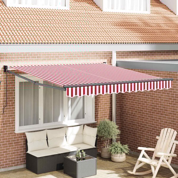 vidaXL Tenda Retrattile Rosso e Bianco 300 x 250 cm