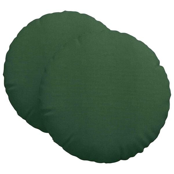 vidaXL Cuscini per Seduta 2 pcs Verde Scuro &Oslash; 60 cm Tessuto in Cords