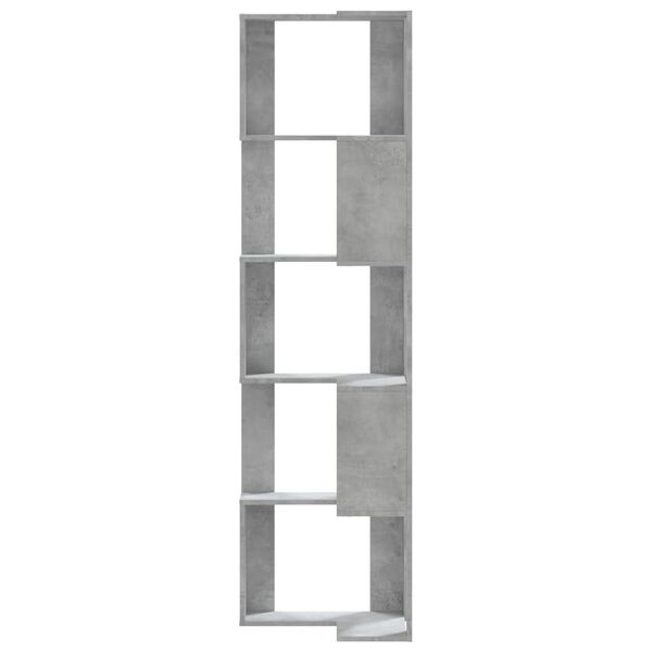 vidaXL Libreria Angolare 5Ripiani Grigio Cemento 50x50x179 cm Legno