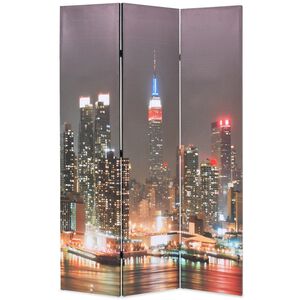 vidaXL Paravento Pieghevole 120x170 cm Stampa New York di Notte