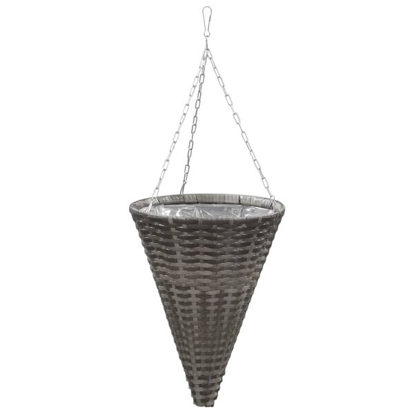 vidaXL Cesti di Fiori Sospesi 2 pz in Polyrattan Grigio