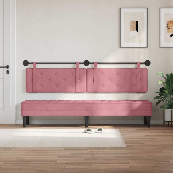 vidaXL Testata appesa Montaggio a parete Rosa 210 x 55 x 5 cm Velluto