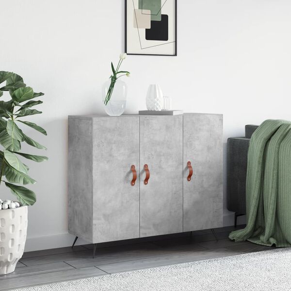 vidaXL Credenza Grigio Cemento 90x34x80 cm in Legno Multistrato