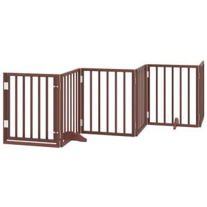 vidaXL Cancello Cani Porta Pieghevole Marrone 6 Pannelli 300cm Pioppo