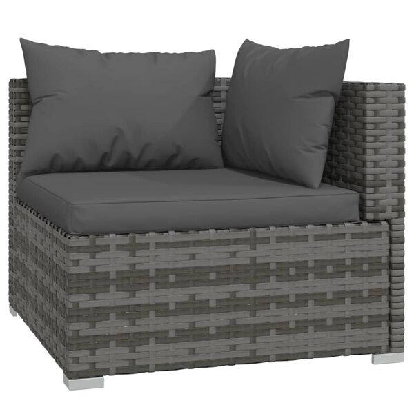 vidaXL Set Divani da Giardino 10 pz con Cuscini in Polyrattan Grigio