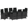 vidaXL Set da Pranzo per Giardino con cuscino 9 pcs Nero polyrattan