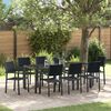 vidaXL Set da Pranzo per Giardino 9 pcs Nero