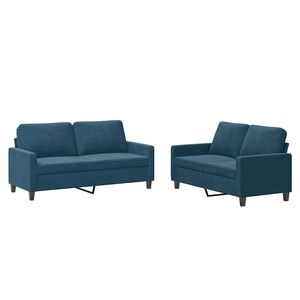 vidaXL Set di Divani 2 pz con Cuscini Blu in Velluto