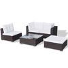 vidaXL Set Divani da Giardino 5 pz con Cuscini in Polyrattan Marrone