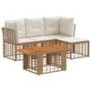 vidaXL Set Divano da Giardino 5 pz Naturale e Bianco Crema polyrattan