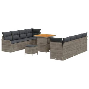 vidaXL Set Divano da Giardino 11 pz 10-Numero di posti Grigio