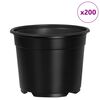 vidaXL Vaso per Fiori 200 pcs Nero &Oslash; 15 x 12.5 cm Plastica