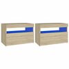 vidaXL Comodini con Luci LED 2 pz Rovere Sonoma 60x35x40 cm