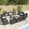 vidaXL Set Divani da Giardino 16 pz con Cuscini in Polyrattan Nero