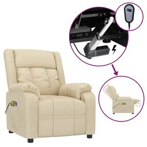 vidaXL Poltrona Massaggiante Elettrica Crema in Tessuto