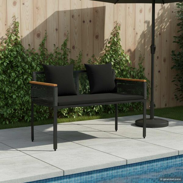 vidaXL Panchina da esterno Nero 117 x 54 x 74.5 cm polyrattan