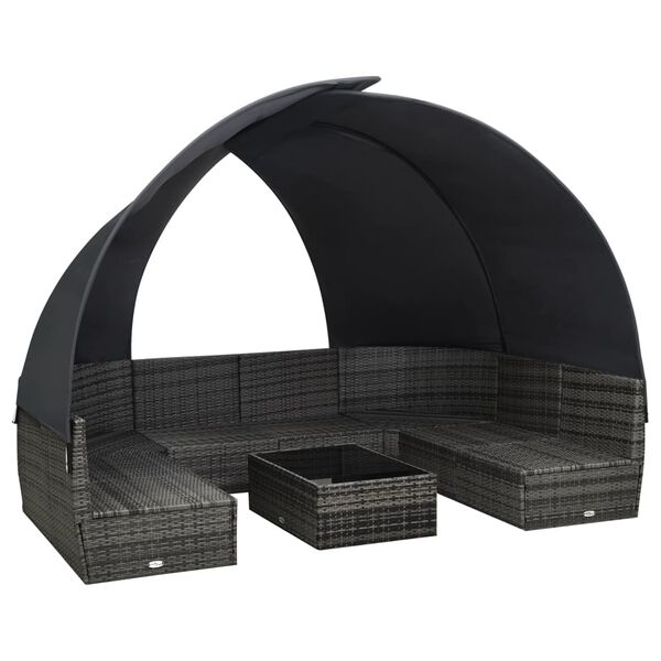 vidaXL Set Divano Giardino 9 pz e Baldacchino in Polyrattan Antracite