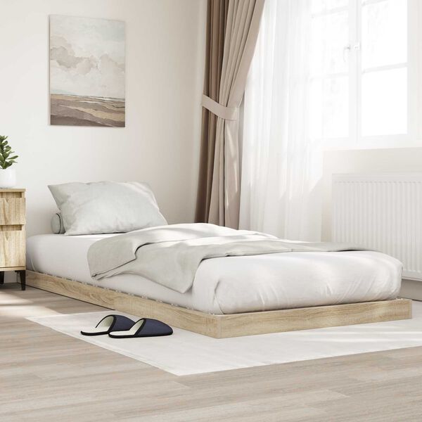 vidaXL Struttura letto a terra Sonoma 100 x 200 cm Legno multistrato
