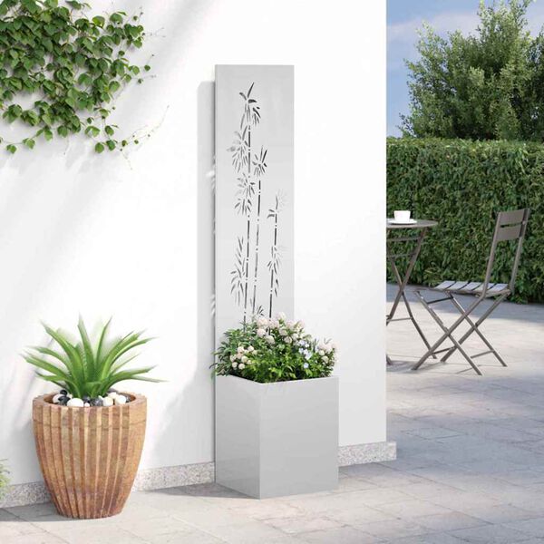 vidaXL Schermo per privacy in giardino Floreale Argento 32 x 140 cm