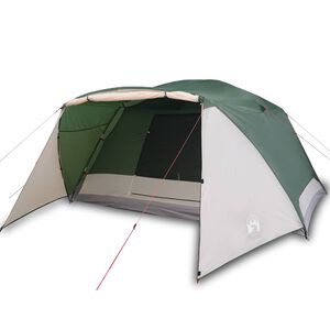 vidaXL Tenda da Campeggio con Portico per 4 Persone Verde Impermeabile