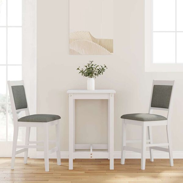 vidaXL Sgabelli da Bar con Cuscini 2 pz Bianco Legno Massello di Hevea