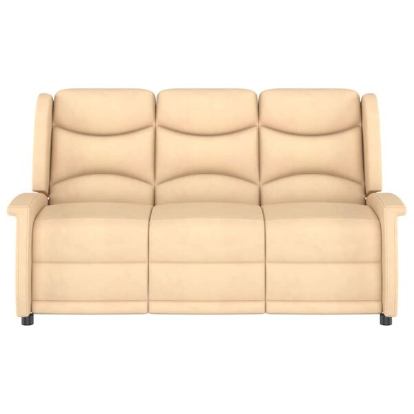 vidaXL Poltrona Massaggiante Reclinabile a 3 Posti Crema Microfibra