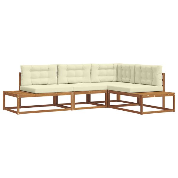 vidaXL Set di divani da esterno 4 Pezzo Naturale e Crema