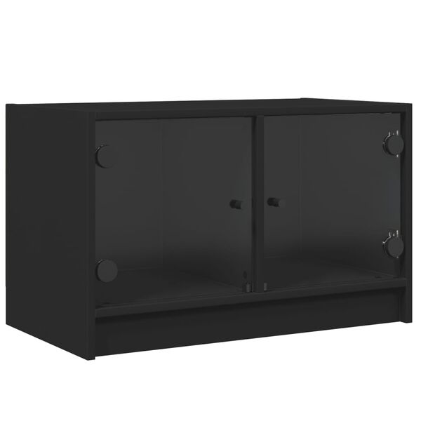 vidaXL Mobile Porta TV con Ante in Vetro Nero 68x37x42 cm