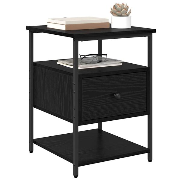 vidaXL Armadio da Notte con cassetto 2 pcs Rovere Nero 40 x 42 x 56 cm