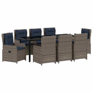 vidaXL Set da Pranzo per Giardino 9 pz Grigio Poly Rattan
