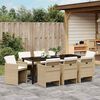 vidaXL Set da Pranzo per Giardino con cuscino 9 pcs Beige polyrattan