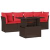 vidaXL Set Divani da Giardino 5 pz con Cuscini Marrone in Polyrattan