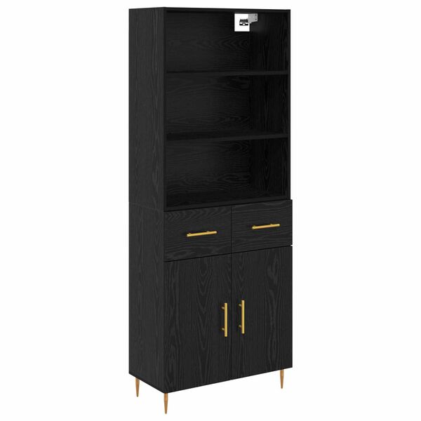 vidaXL Credenza Rovere Nero 69,5 x 34 x 180 cm Legno multistrato
