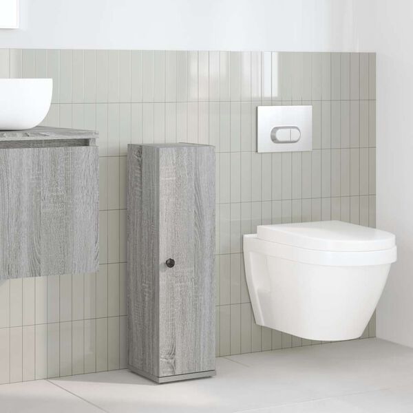 vidaXL Mobile da Bagno con Portarotolo Grigio Sonoma 20,5x22x72 cm