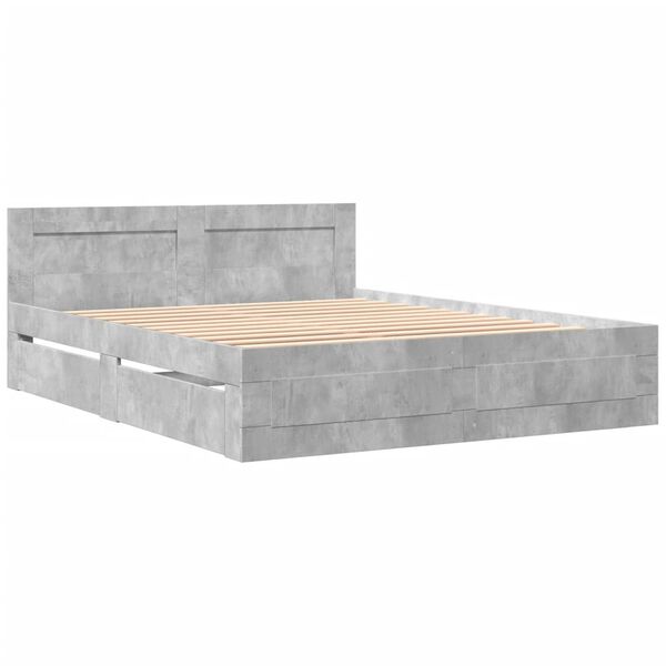 vidaXL Giroletto Testiera Grigio Cemento 150x200 cm Legno Multistrato