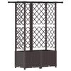 vidaXL Letto Rialzato con Griglia e Tetto Marrone 124 x 40 x 138 cm PP