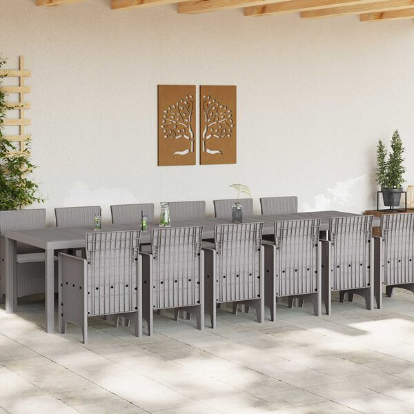 vidaXL Set da Pranzo per Giardino 13 pcs Grigio chiaro Rattan Polt